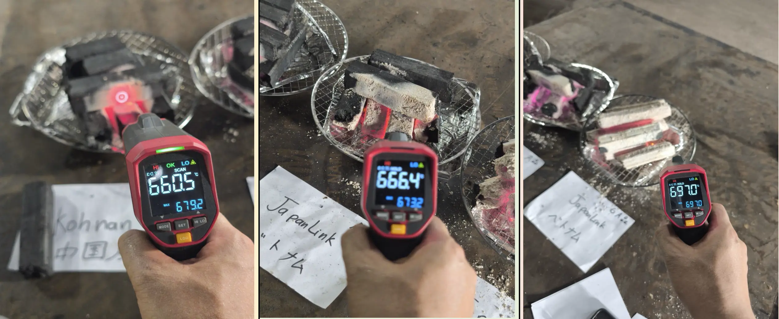 Sawdust charcoal burning test at 1 hour 25 minutes