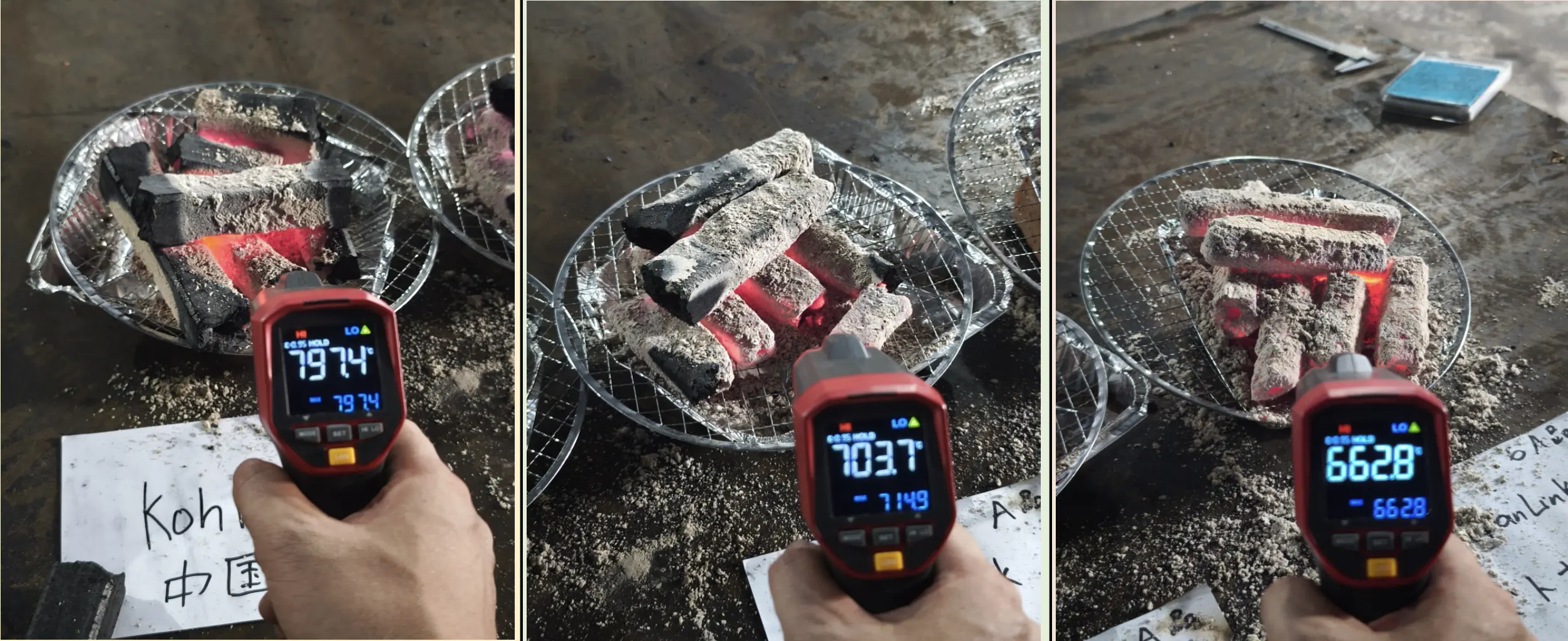 Sawdust charcoal burning test at 2 hours 50 minutes