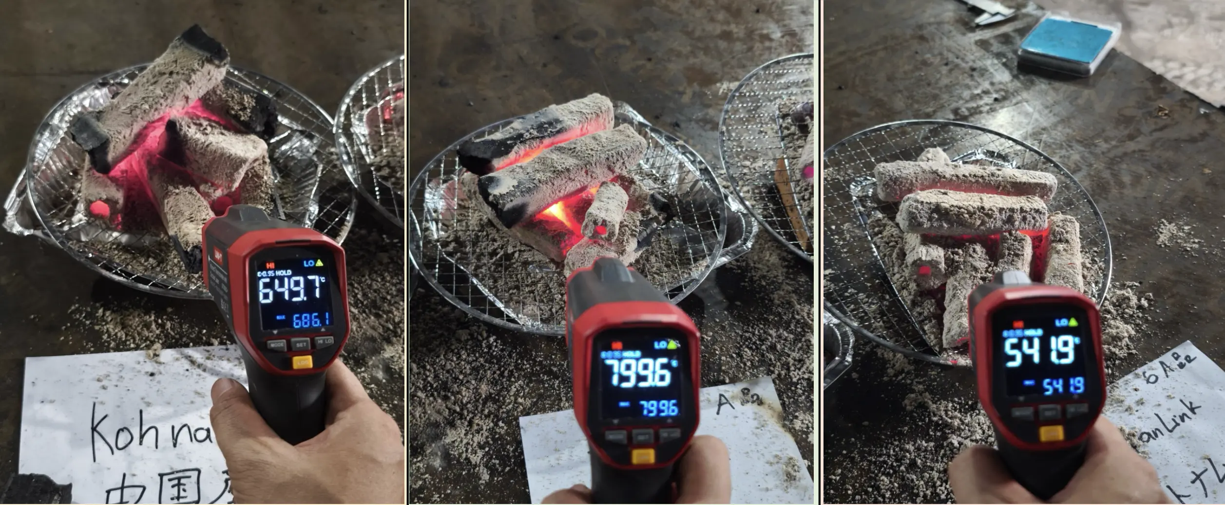 Sawdust charcoal burning test at 3 hours 15 minutes