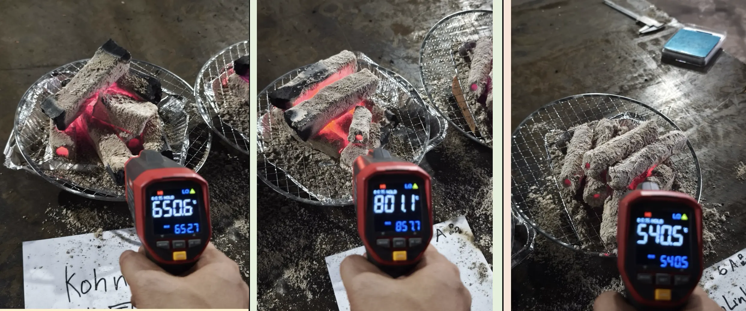 Sawdust charcoal burning test at 3 hours 30 minutes