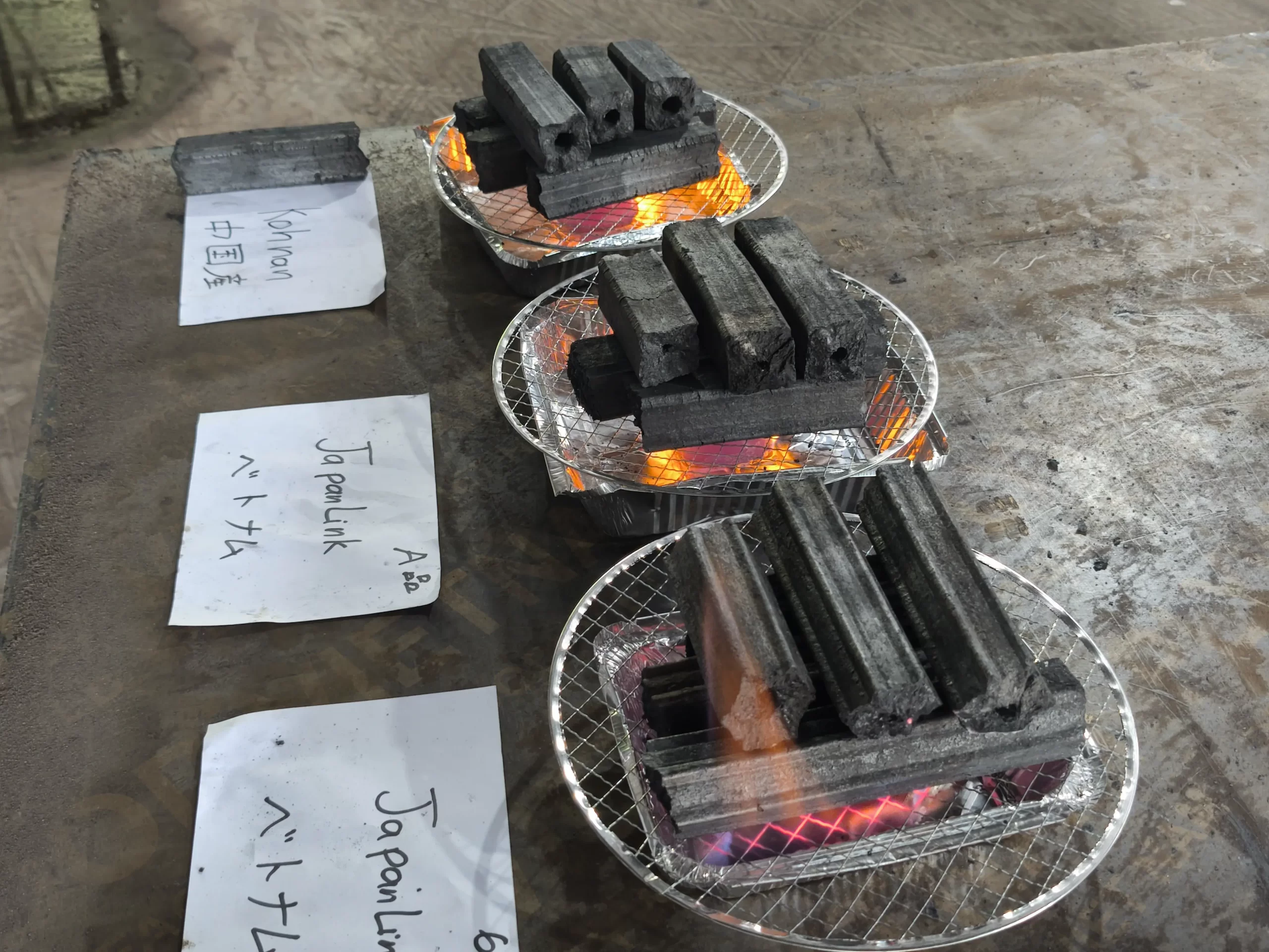 ベトナム産オガ炭と中国産オガ炭の比較